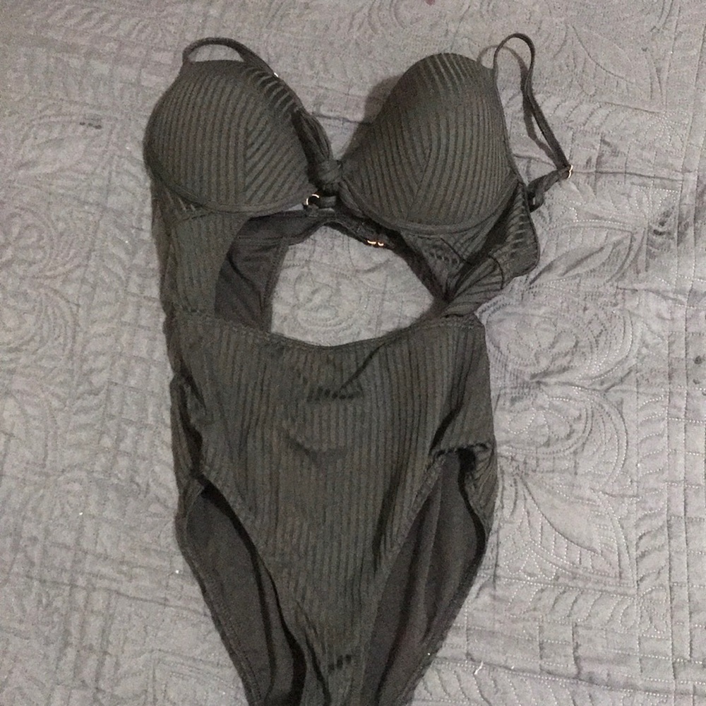 Black one piece bathing suit